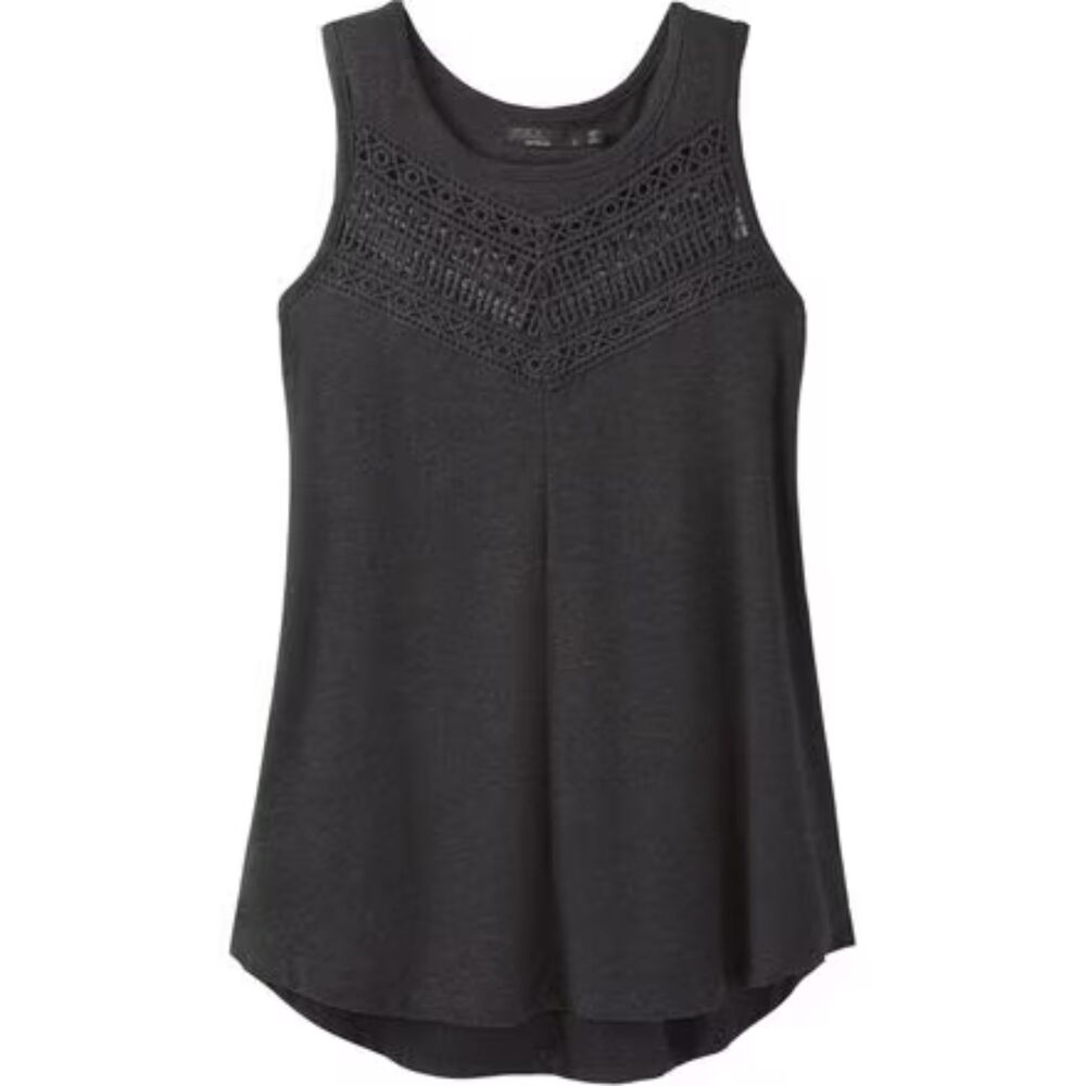PrAna Petra Swing Tank Organic Cotton Blend Knit Detail on Front and Back Size L